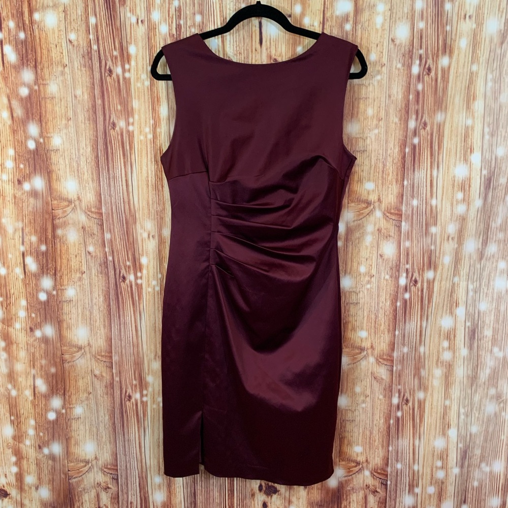 The Limited Bordeaux Sheath Dress Size 10 Draped Front V in Back Burgundy